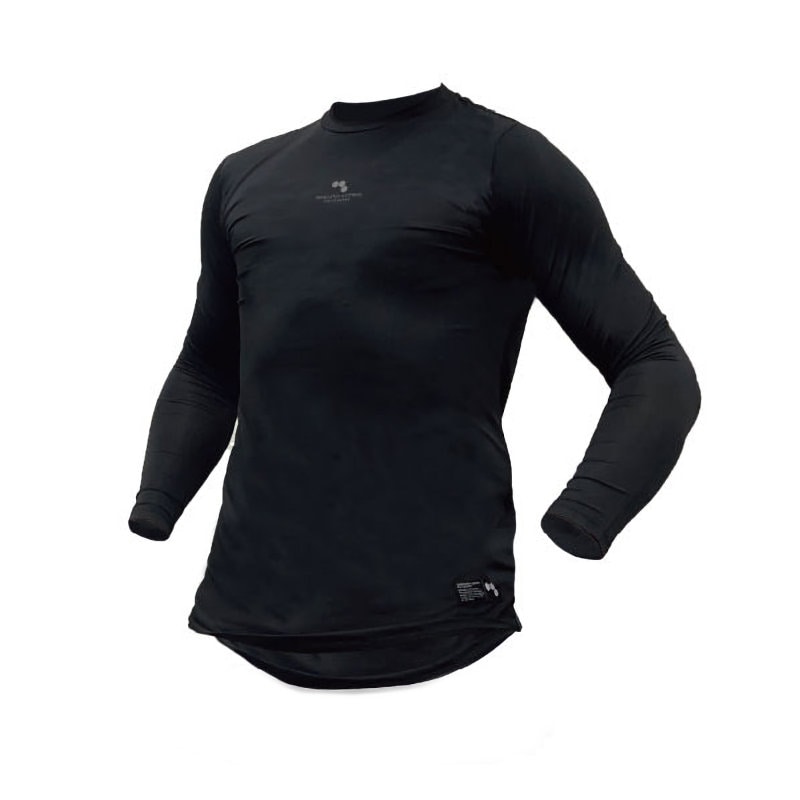 ボクラワークス　背中メッシュ　　長袖コンプレッション　接触冷感　クルーネック　黒　３Ｌ　３６０３