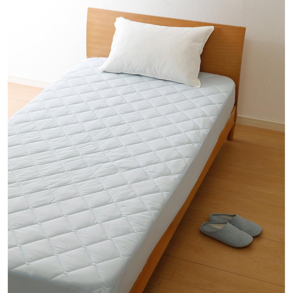 アテーナライフ　涼プラス　強冷感　もちもち敷パッド一体型ボックスシーツ　ブルー　シングル　１００×２００ｃｍ