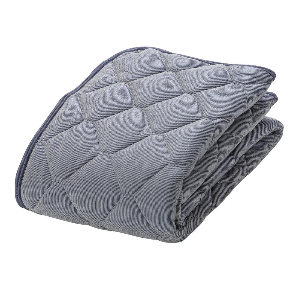 アテーナライフ　涼プラス　超冷感　リバーシブル敷パッド　エアコンプラス　ネイビー　ダブル　１４０×２００ｃｍ