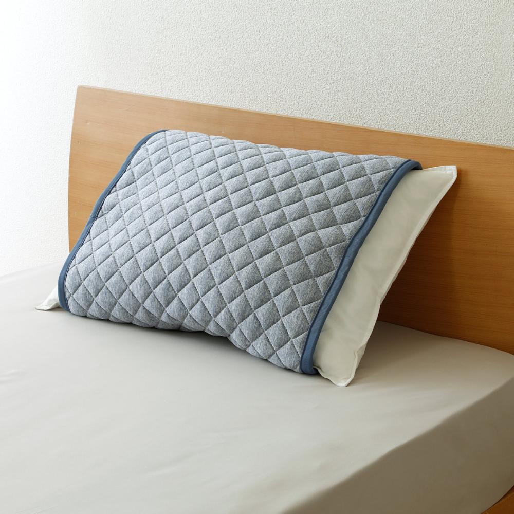 アテーナライフ　涼プラス　超冷感　ひんやり感が長く続くジェル入り枕パッド　ネイビー　５５×５０ｃｍ