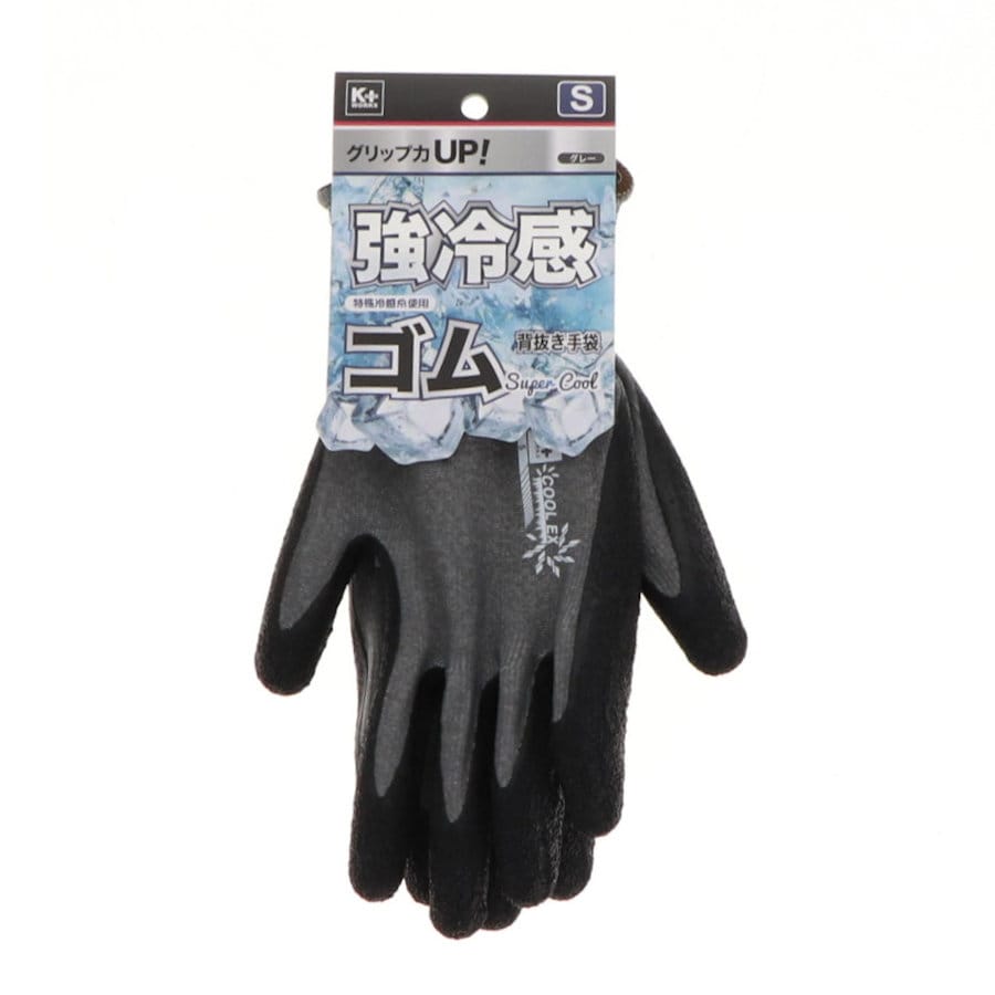 Ｋ＋ＷＯＲＫＳ　強冷感　ゴム背抜き手袋　グレー　Ｓ