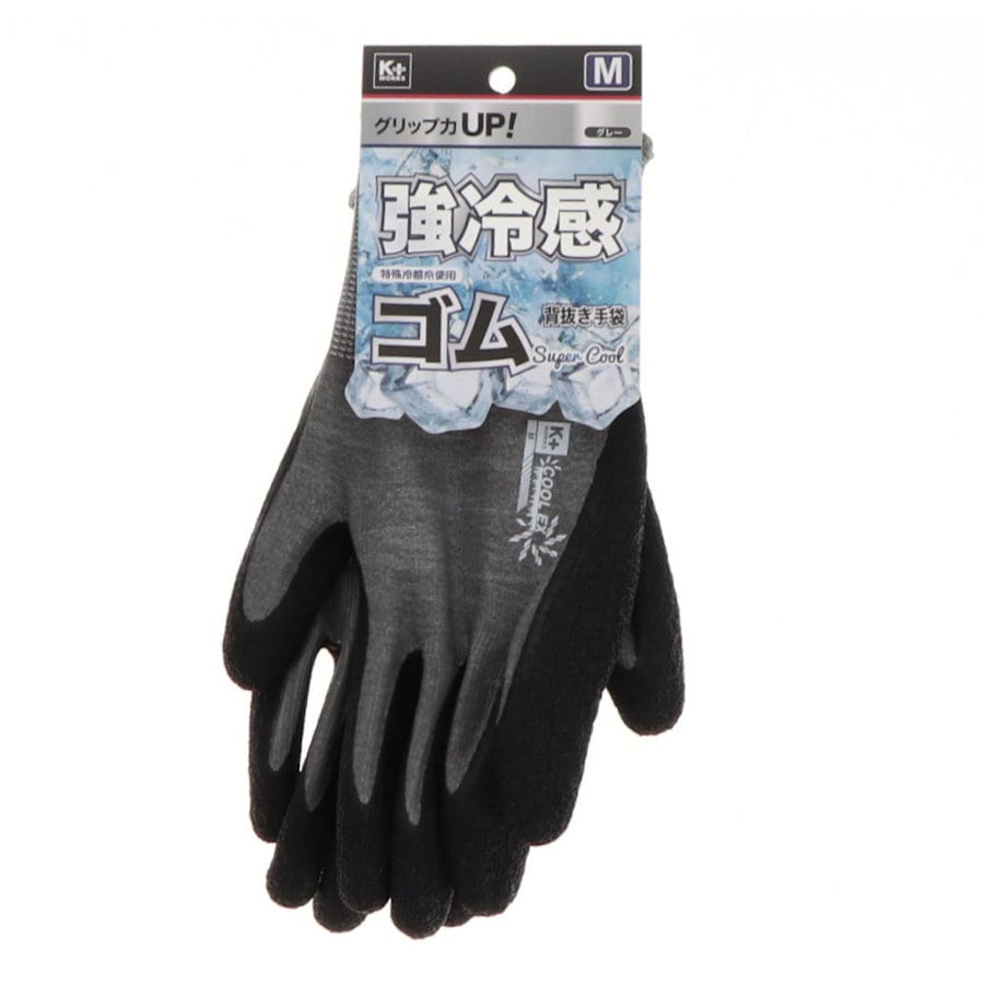 Ｋ＋ＷＯＲＫＳ　強冷感　ゴム背抜き手袋　グレー　Ｍ