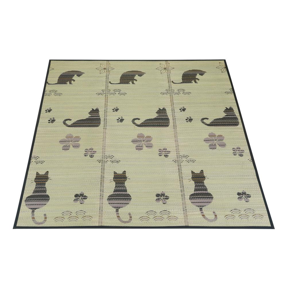 アテーナライフ　い草ラグ　フラワーキャッツ　１８０×１８０ｃｍ　約２畳