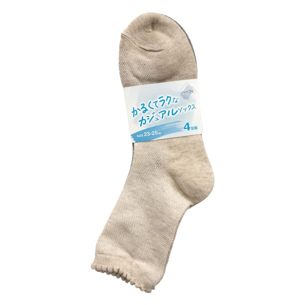 婦人ソックス　総メッシュ　２３～２５ｃｍ　４足組