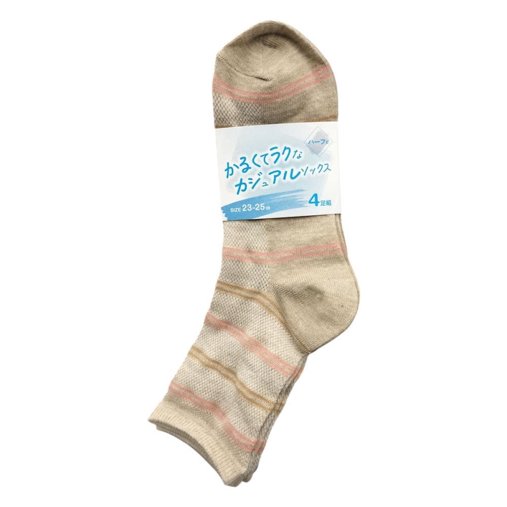 婦人ソックス　メッシュ　引き揃え　２３～２５ｃｍ　４足組