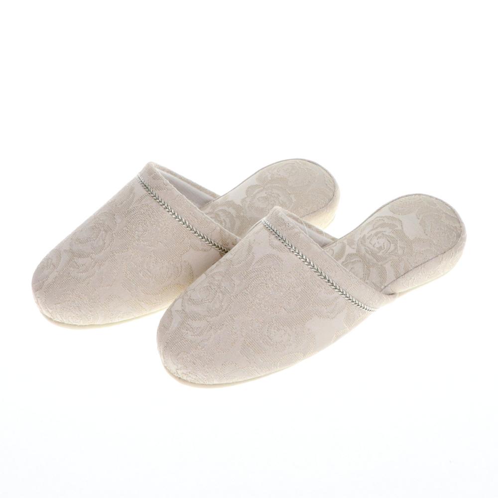 エレガントローズスリッパ　ベージュ　フリーサイズ