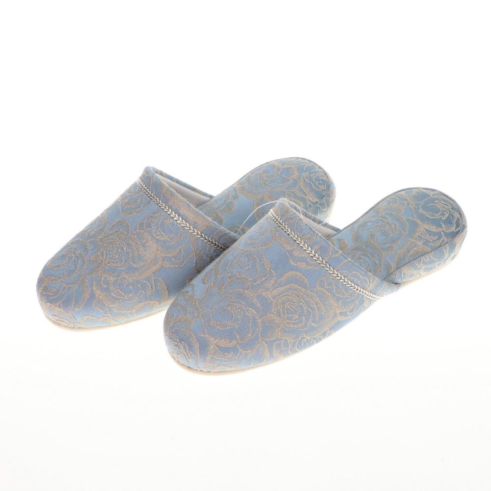 エレガントローズスリッパ　ブルー　フリーサイズ