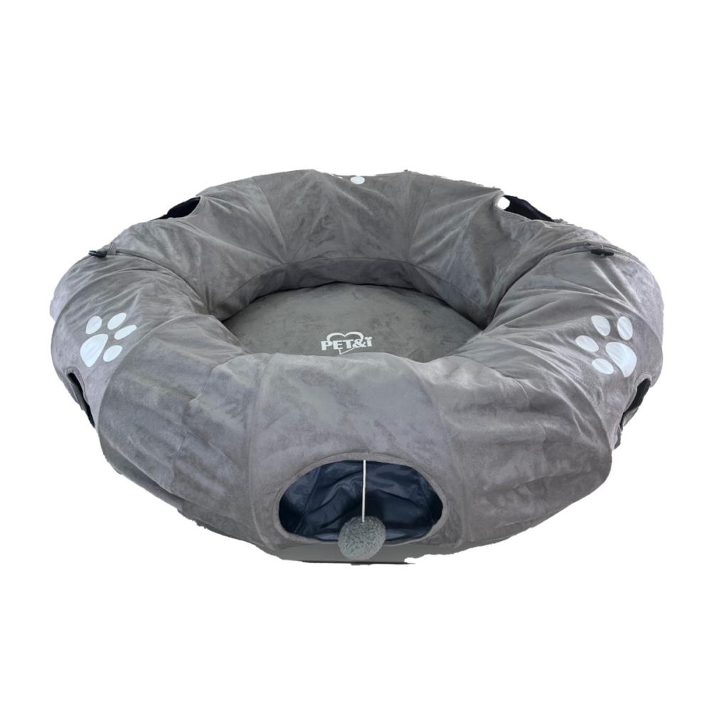 ペットアイ　まるでドーナツ　トンネルベッド　グレー