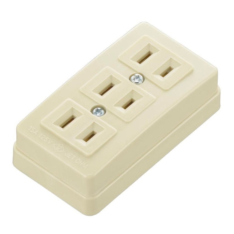 オーム電機　角型３口トリプルコンセント　ＨＳ－ＲＫ３