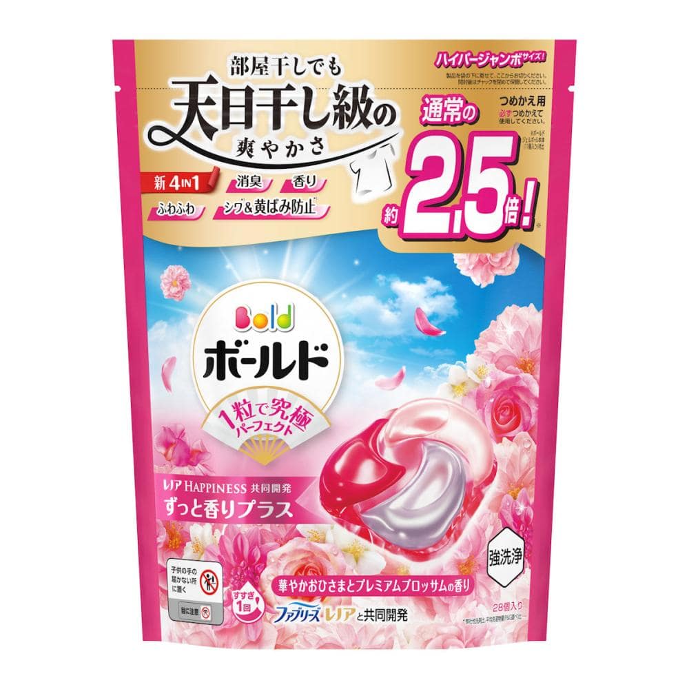 Ｐ＆Ｇ　ボールドジェルボール４Ｄ　華やかプレミアムブロッサムの香り　詰め替え用　ハイパージャンボサイズ　２８個入り