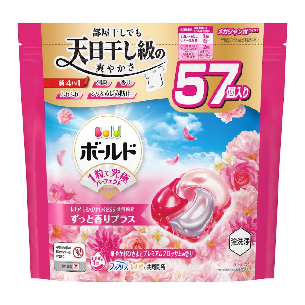 Ｐ＆Ｇ　ボールドジェルボール４Ｄ　華やかプレミアムブロッサムの香り　詰め替え用　メガジャンボサイズ５７個入り