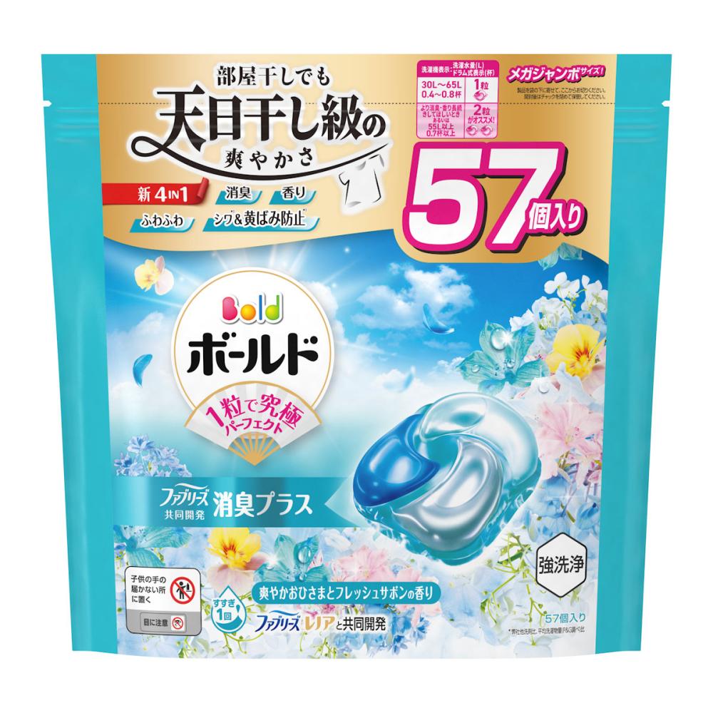 Ｐ＆Ｇ　ボールドジェルボール４Ｄ　爽やかフレッシュフラワーサボンの香り　詰め替え用　メガジャンボサイズ　５７個入り