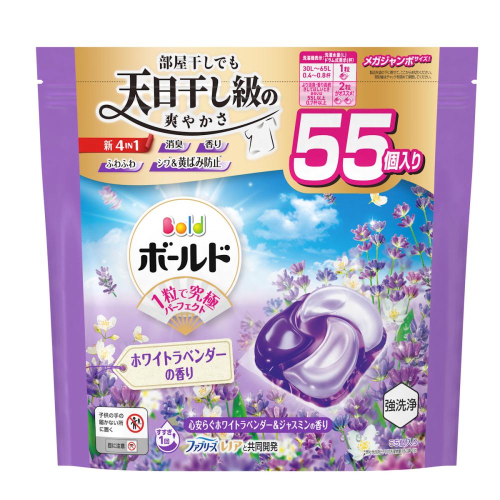 Ｐ＆Ｇ　ボールドジェルボール４Ｄ　心安らぐホワイトラベンダー＆ジャスミンの香り　詰め替え用　メガジャンボサイズ　５５個入り