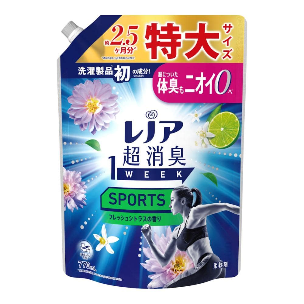 Ｐ＆Ｇ　レノア　超消臭１ＷＥＥＫ　ＳＰＯＲＴＳ　フレッシュシトラスの香り　詰め替え用　特大サイズ　７７０ｇ