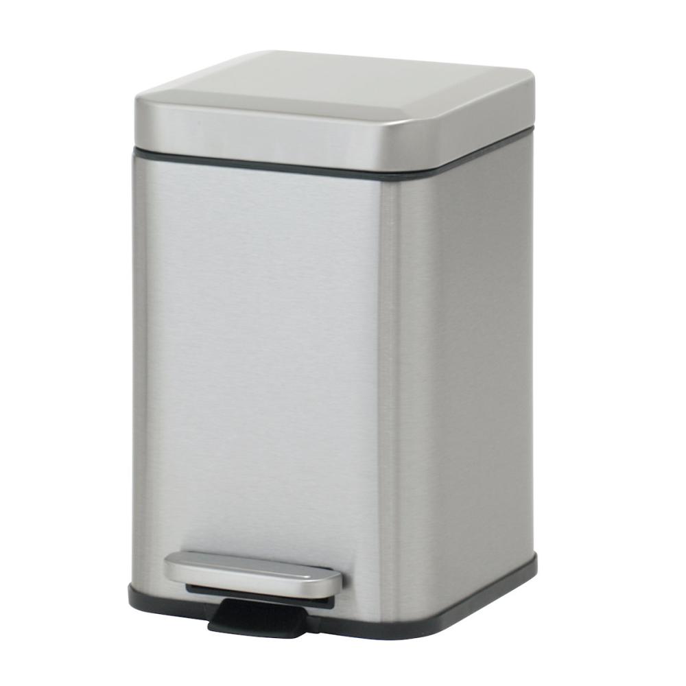 アテーナライフ　スクエア形　ステンレス静音ペダルペール　５Ｌ