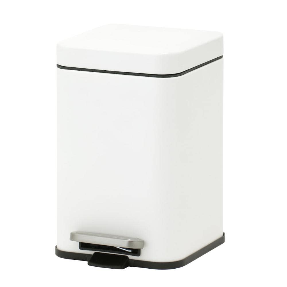 アテーナライフ　スクエア形　スチール静音ペダルペール　ホワイト　５Ｌ