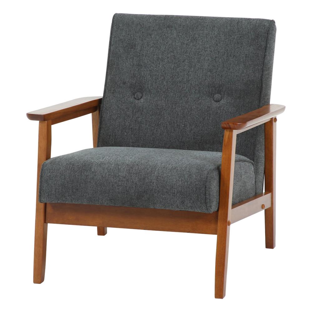 不二貿易　木肘ソファ　ミート　１人掛け　グレー　厚手ファブリック　ＣＤ７１７３２