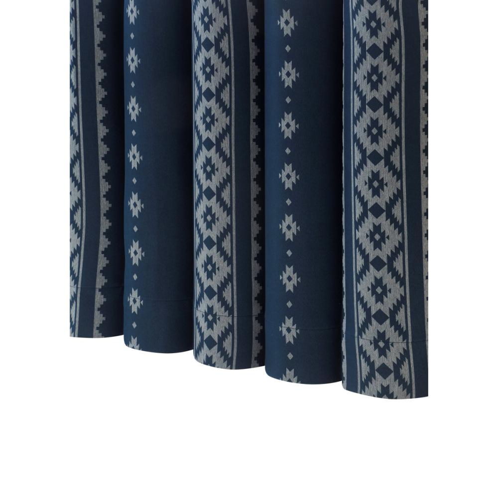 ドレープカーテン　フォーク　遮光性　ネイビー　１００×２００ｃｍ　２枚組