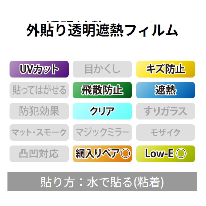 窓フィルム　外貼り透明遮熱フィルム　オーダーカット１０ｃｍ単位