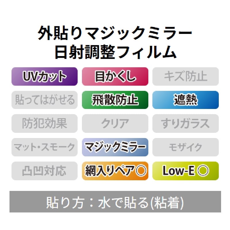 【注文停止中】窓フィルム　外貼りミラーフィルム　オーダーカット１０ｃｍ単位