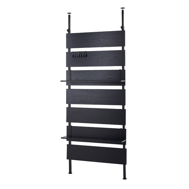 萩原　つっぱりウォールラック　ブラック　幅８０×高さ２６５×奥行２１cm　ＫＴＲ－３１４８ＢＫ