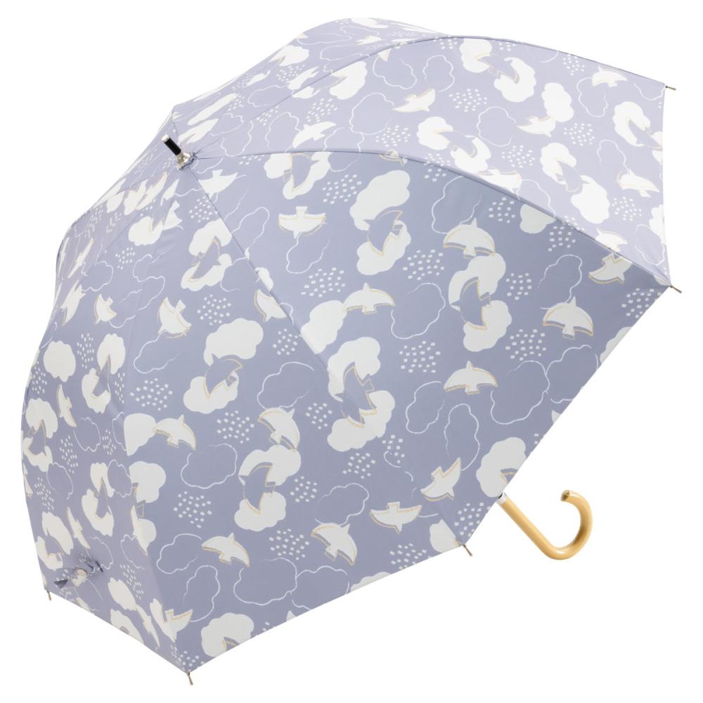 スギハラ　晴雨兼用傘　６５ｃｍ　ジャンプ　深張り　ドーム型　バード　グレー