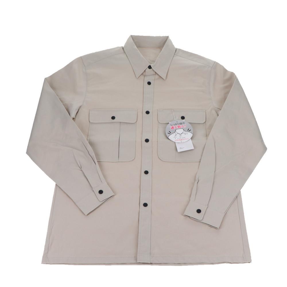 你的品牌名　ストレッチドライワークシャツ　グレー　３Ｌ