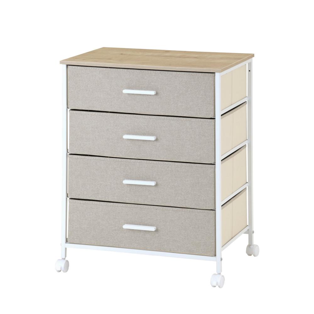 アテーナライフ　ファブリックチェスト　浅型４段　ベージュ