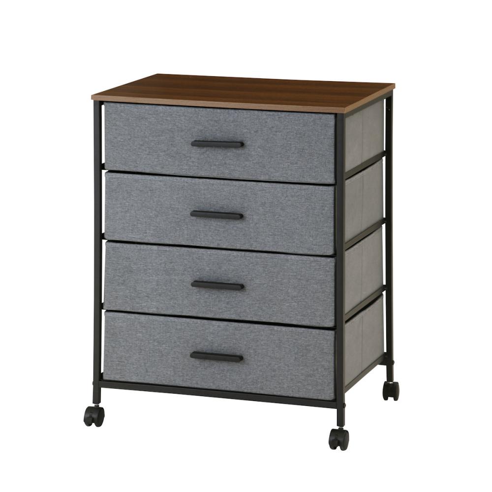 アテーナライフ　ファブリックチェスト　浅型４段　グレー