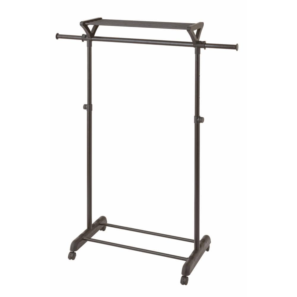 上棚付き伸縮ハンガー　シングル　ブラック