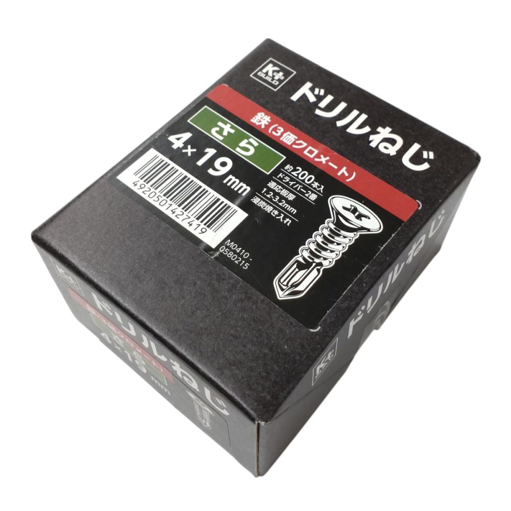 Ｋ＋ＢＵＩＬＤ　ドリルねじ　さら　鉄　４×１９　半箱