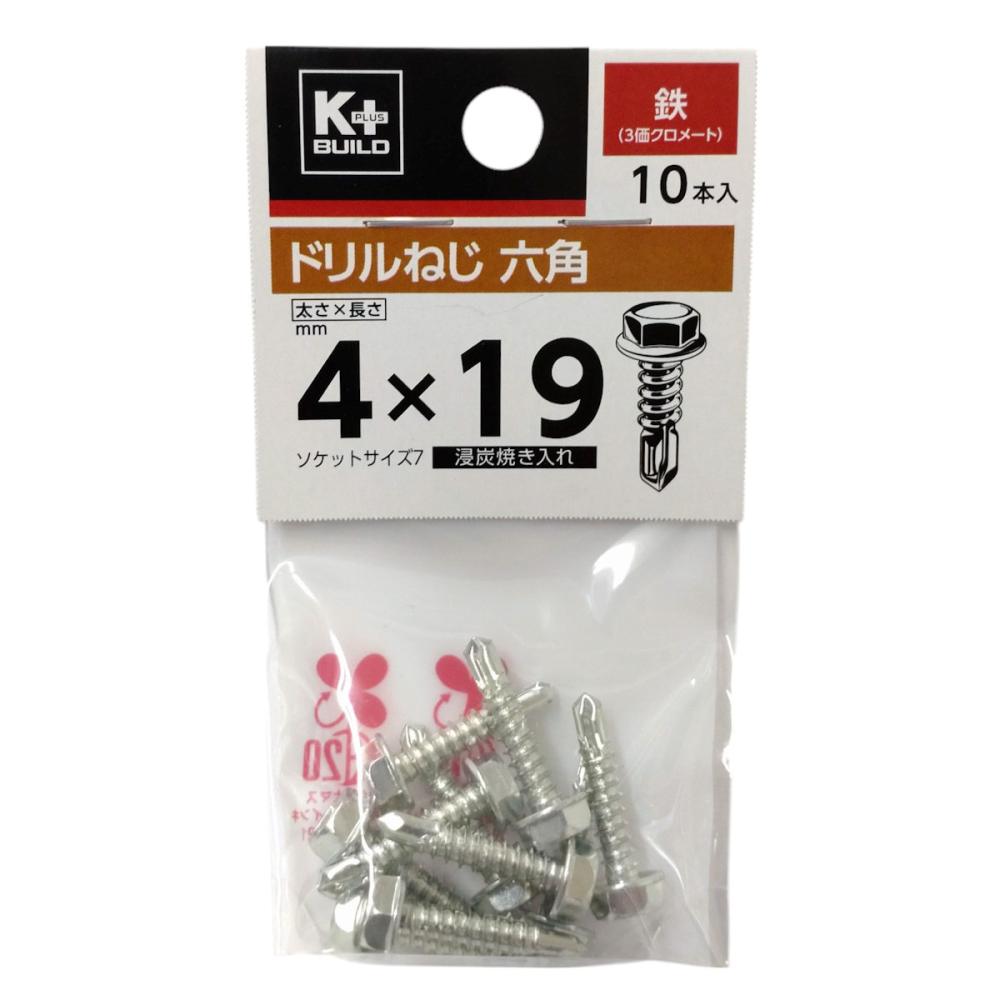 Ｋ＋ＢＵＩＬＤ　ドリルねじ　六角　鉄　４×１９　小袋