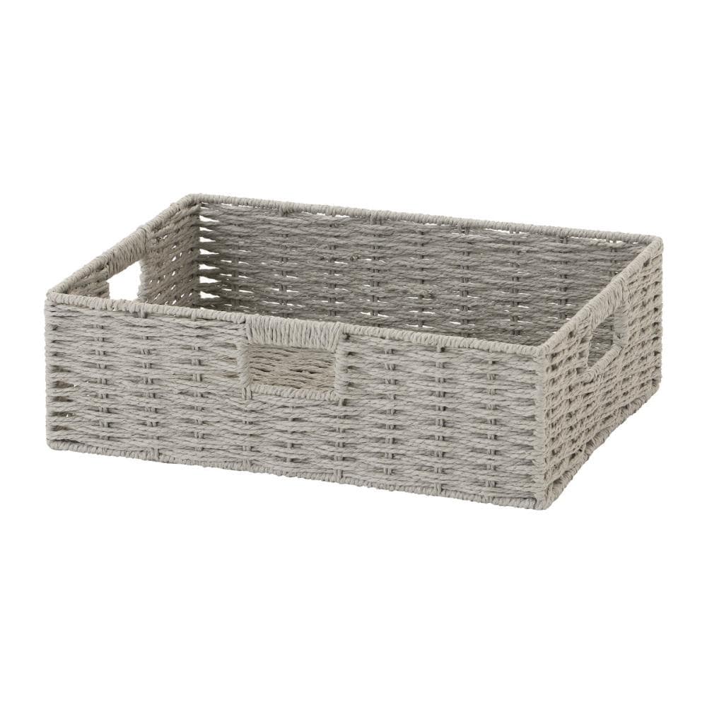 アテーナライフ　ペーパーバスケット　グレー　横型ハーフ　幅３８×高さ１２×奥行２６ｃｍ