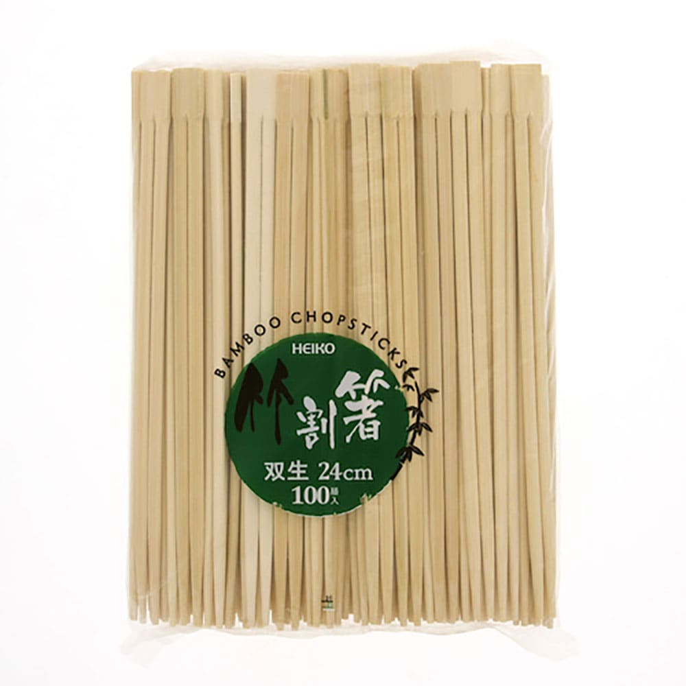ＨＥＩＫＯ　竹割箸　２４ｃｍ　双生　１００本入り　４６３６３３９＿