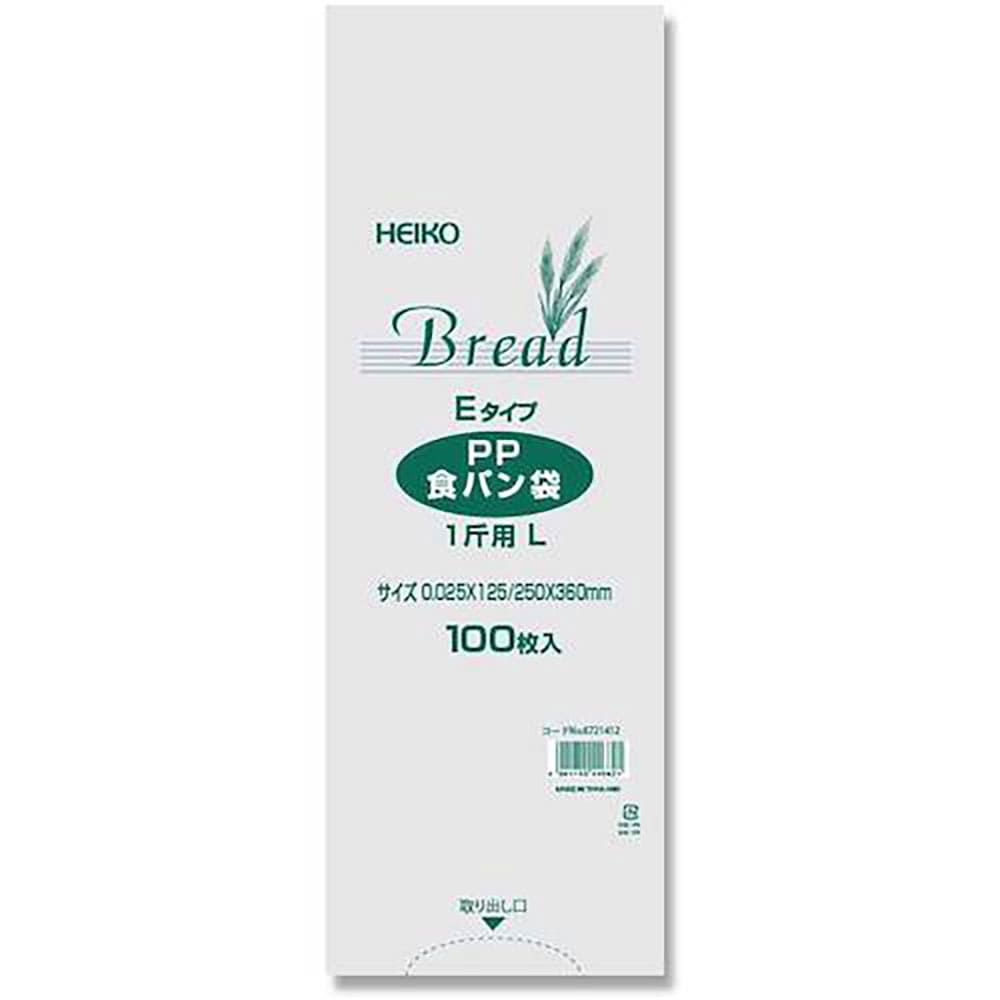 ＨＥＩＫＯ　ＰＰ食パン袋　１斤用　Ｌ　Ｅタイプ　１００枚入り　６７２１４１２＿