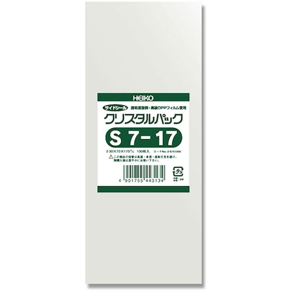 ＨＥＩＫＯ　ＯＰＰ袋　クリスタルパック　Ｓ　７－１７　１００枚入り　６７５１０００＿