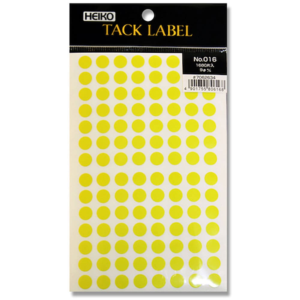 ＨＥＩＫＯ　タックラベル　φ９　Ｎｏ．０１６　黄色　１６８０枚入り　７０６２６３４＿
