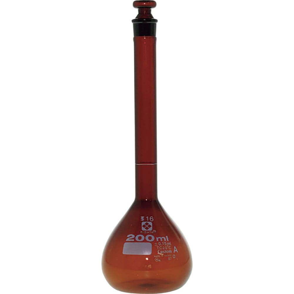 ＳＩＢＡＴＡ　メスフラスコ　カスタムＡ　茶褐色　２００ｍＬ　０２６１００－２００＿
