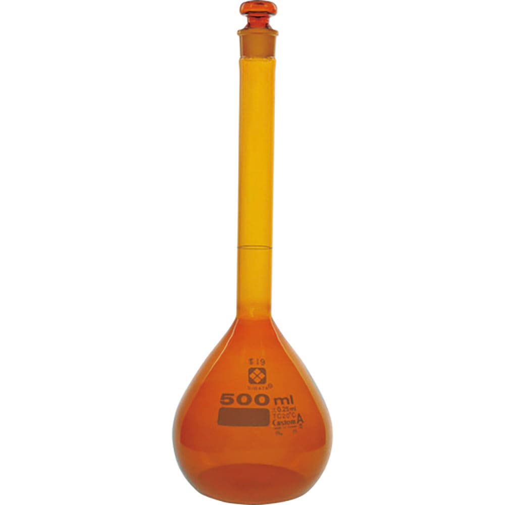 ＳＩＢＡＴＡ　メスフラスコ　カスタムＡ　茶褐色　５００ｍＬ　０２６１００－５００＿