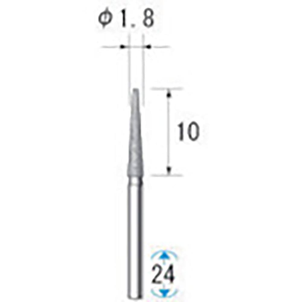 ナカニシ　電着ダイヤモンドバー　５本入　テーパー先丸型　φ１．８×１０×軸φ１．６　＃１３０　１１＿