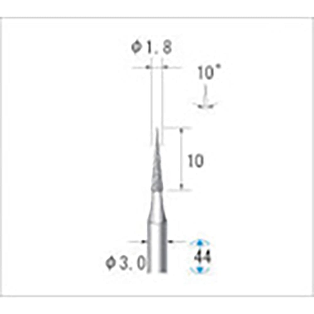 ナカニシ　電着ダイヤモンドバー　テーパー型　φ１．８×１０×軸φ３　＃１４０　８°　１２４０１＿