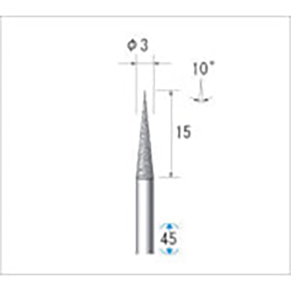 ナカニシ　電着ＣＢＮバー　テーパー型　φ３×１４．５×軸φ３　＃１４０　１０°　１２４０９＿