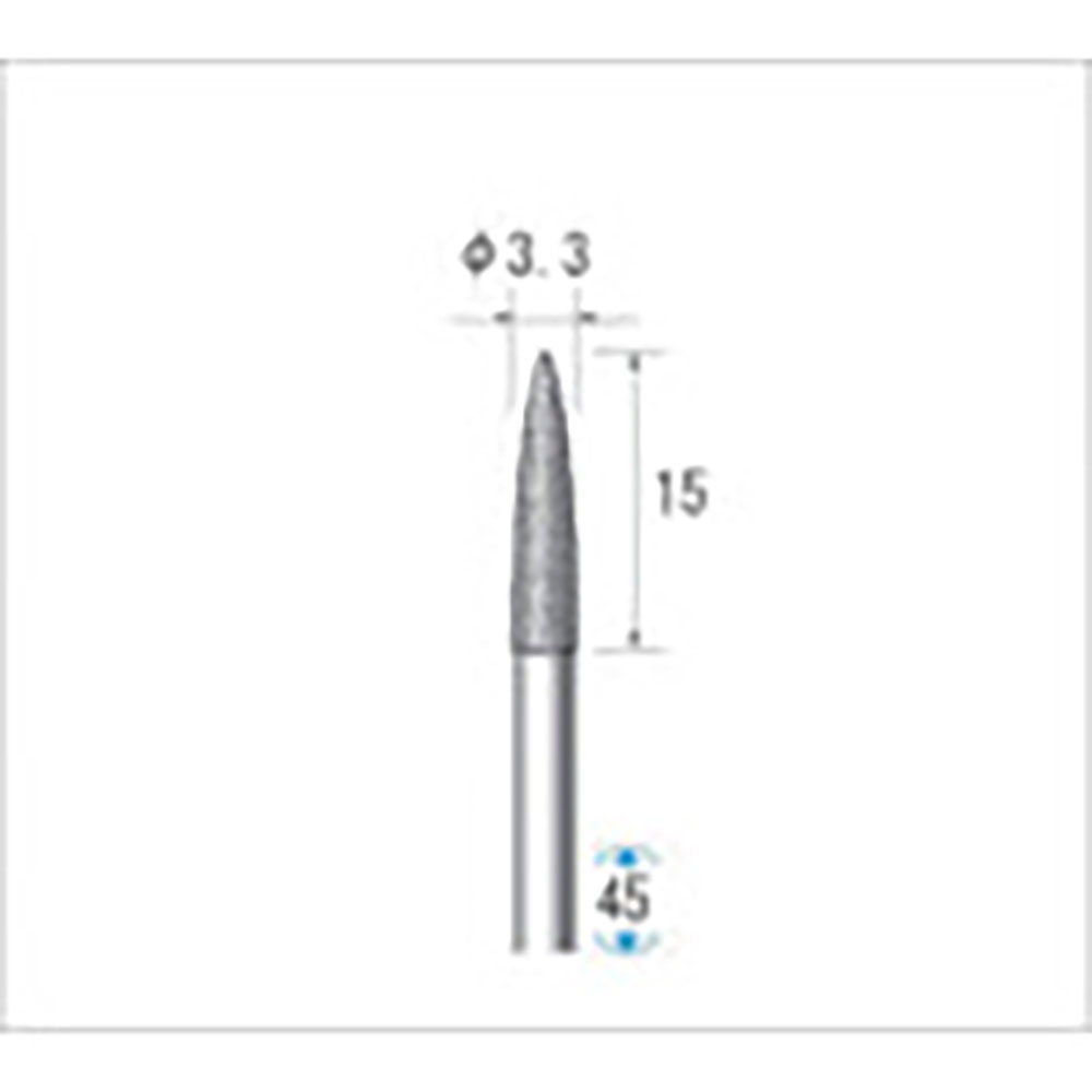 ナカニシ　電着ダイヤモンドバー　砲弾型　φ３．３×１５×軸φ３　＃１４０　１２４５７＿
