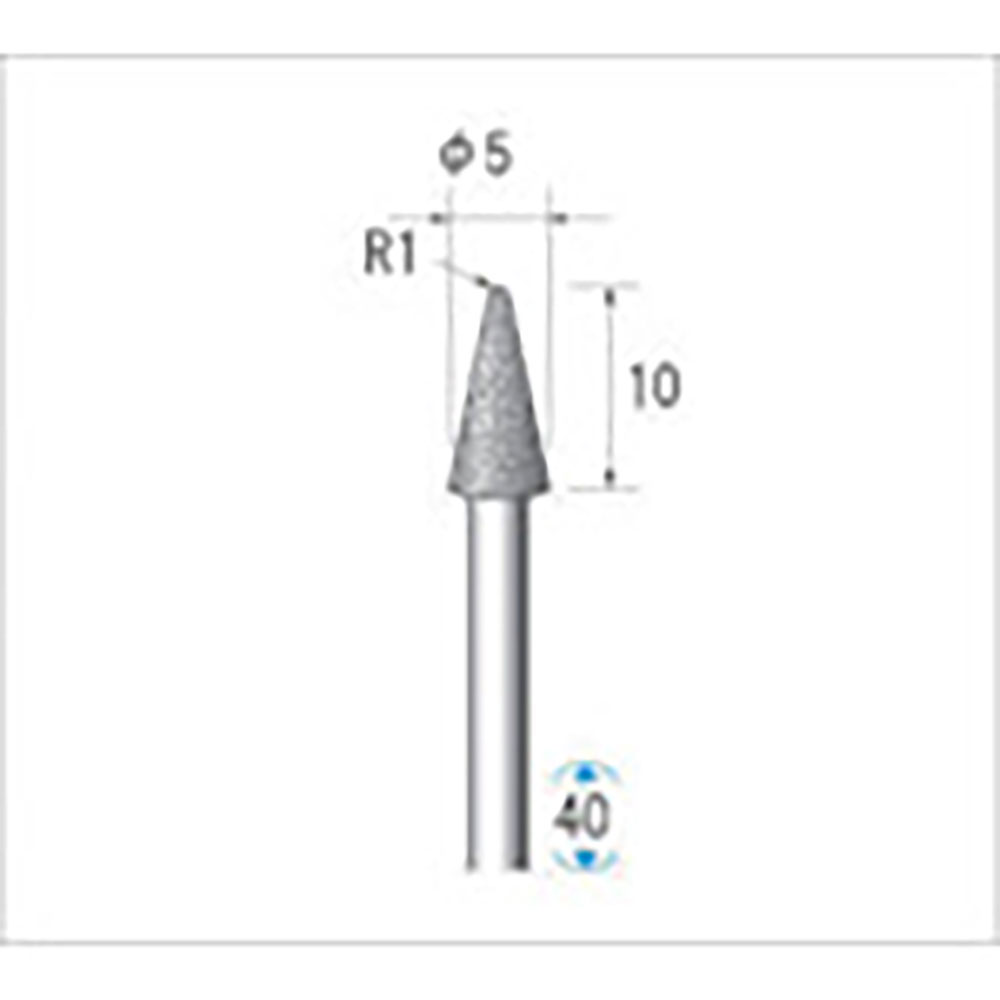 ナカニシ　電着ダイヤモンドバー　テーパー先丸型　φ５×１０×軸φ３　＃１２０　１２４７２＿