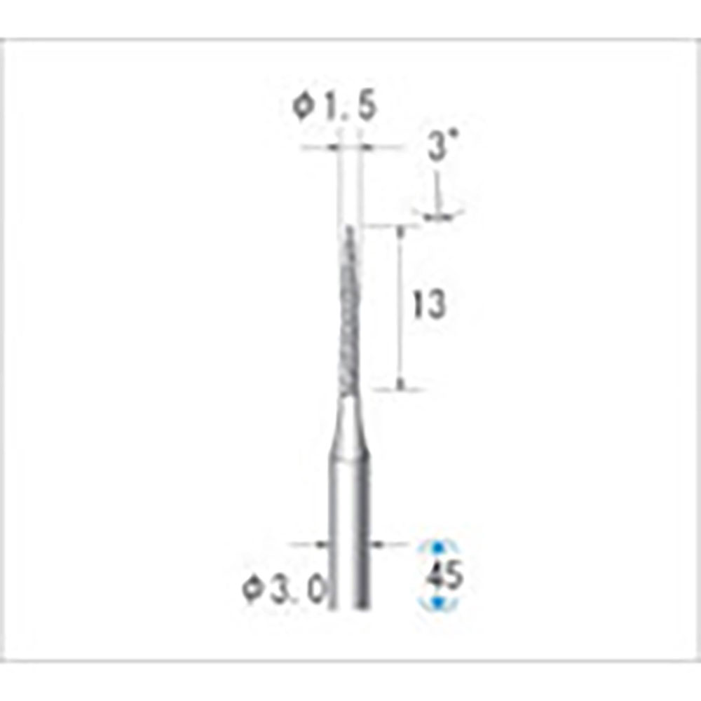 ナカニシ　クラフトダイヤモンドバー　３本入　テーパー型　φ１．５×１３×軸φ３　＃１４０　３°　１＿