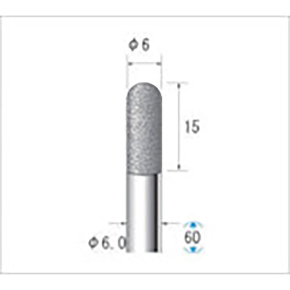 ナカニシ　電着ダイヤモンドバー　円筒先丸型　φ６×１５×軸φ６　＃１４０　１３２４１＿