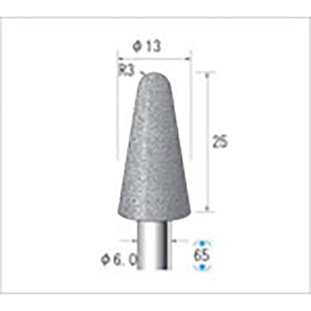 ナカニシ　電着ＣＢＮバー　テーパー先丸型　φ１３×２５×軸φ６　＃１２０　１３３０２＿