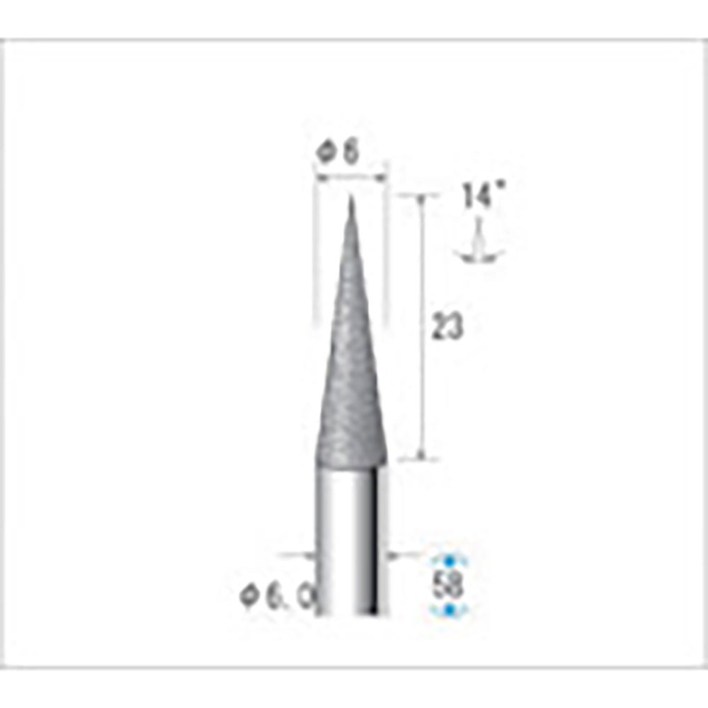 ナカニシ　電着ダイヤモンドバー　テーパー型　φ６×２４×軸φ６　＃１２０　１４°　１３３１１＿