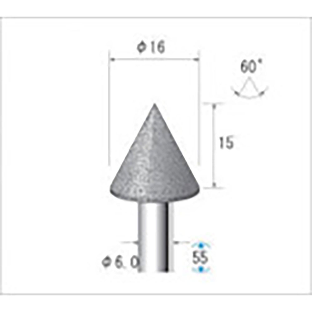 ナカニシ　電着ＣＢＮバー　テーパー型　φ１６×１５×軸φ６　＃１２０　６０°　１３３３６＿