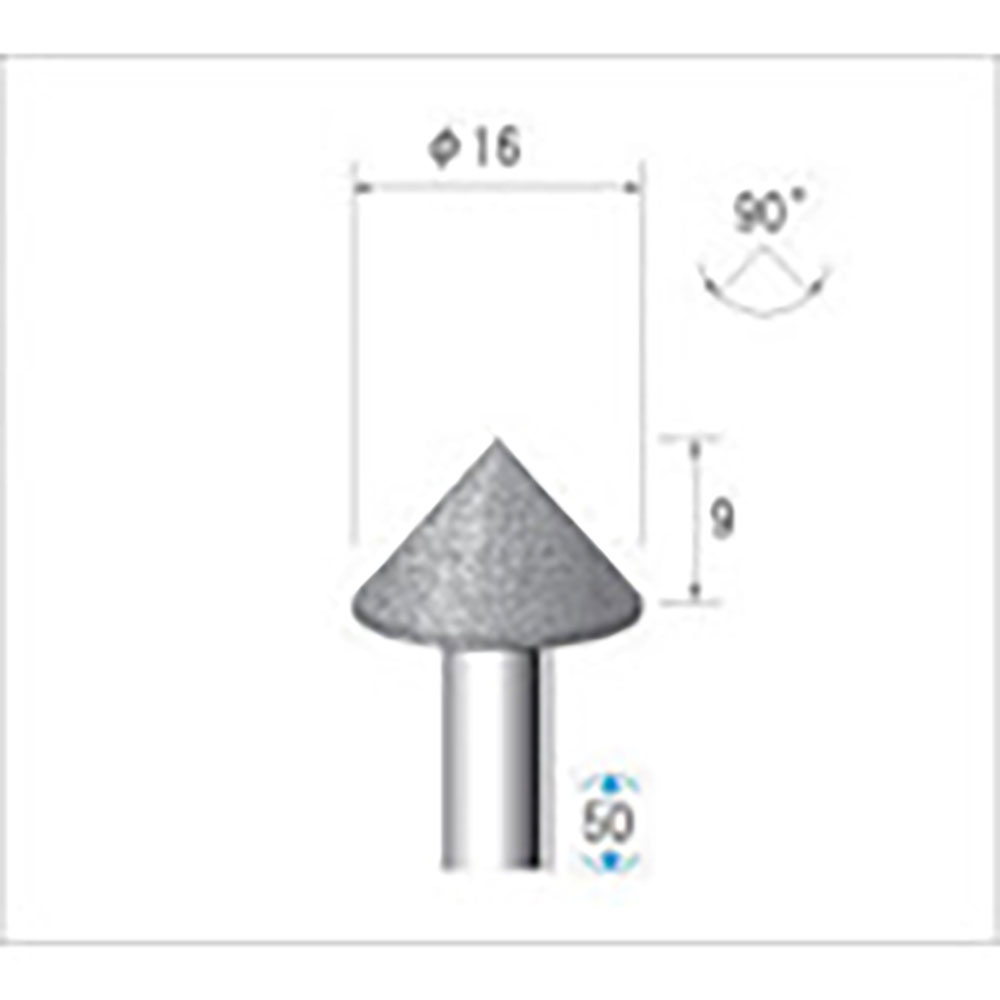 ナカニシ　電着ＣＢＮバー　テーパー型　φ１６×９×軸φ６　＃１２０　９０°　１３３４６＿